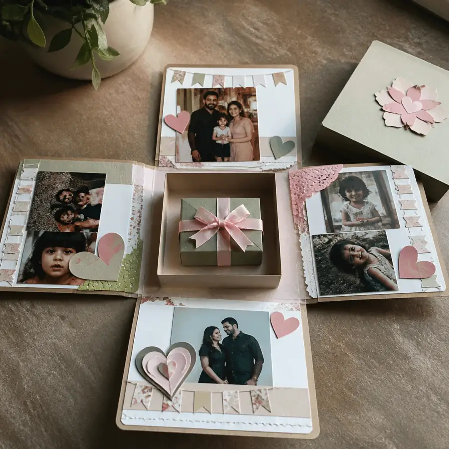 Paper explosion box with photos