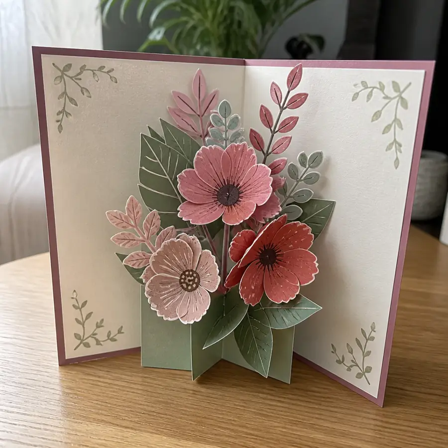 Pop-up flower bouquet card