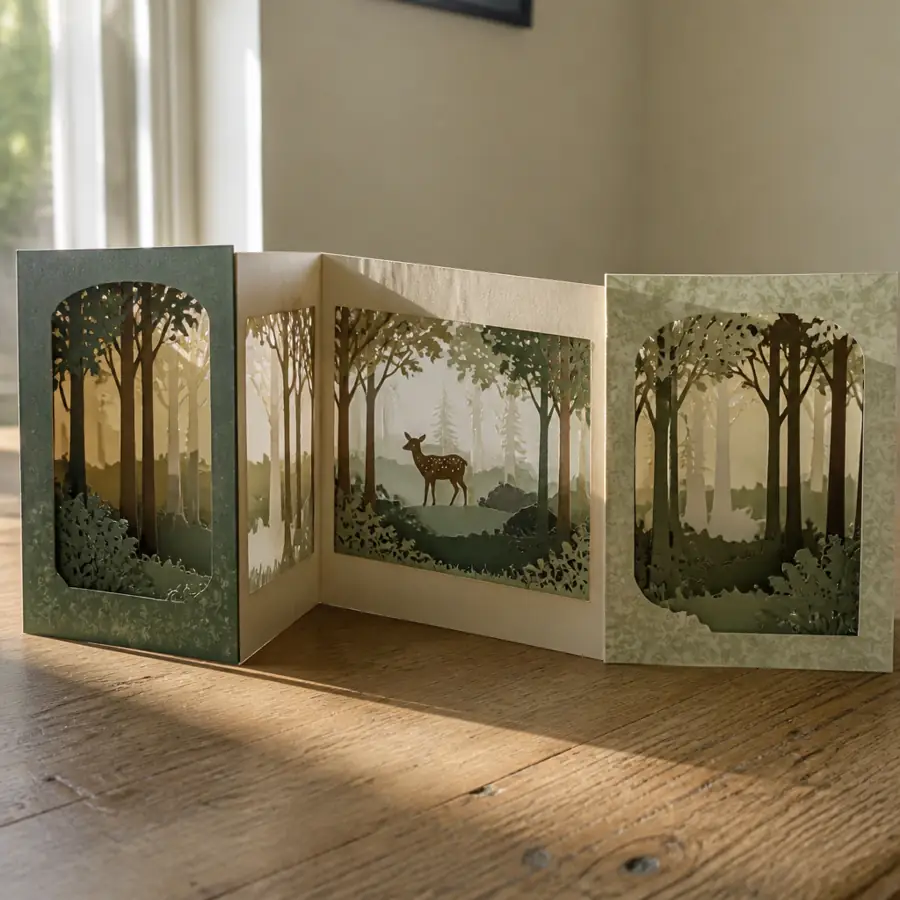 Tunnel card with a forest scene