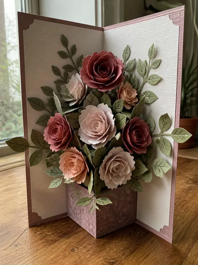 Large pop-up rose bouquet card