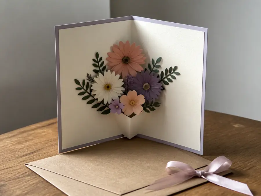 Finished pop-up card ready to give